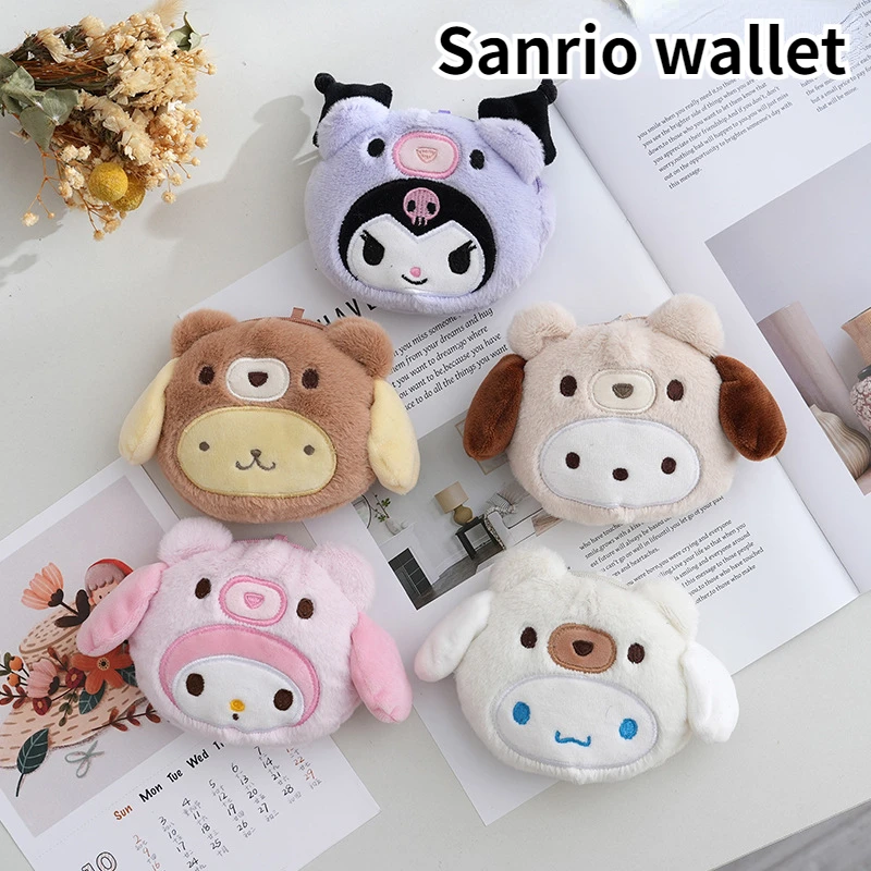 

Sanrio Kuromi Plush Keychain Wallet Melody Cinnamoroll Plushies Coin Purse Earphone Organizer Bag Pendant Key Ring Girls Gifts
