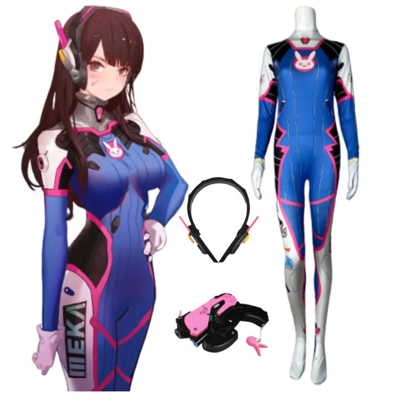

Игровой костюм для косплея Dva Overwatch Loli, женский, взрослый, детский, лайкра, 3D-печать, спандекс, Хэллоуин, искусственная кожа, полный комплект, реквизит, одежда
