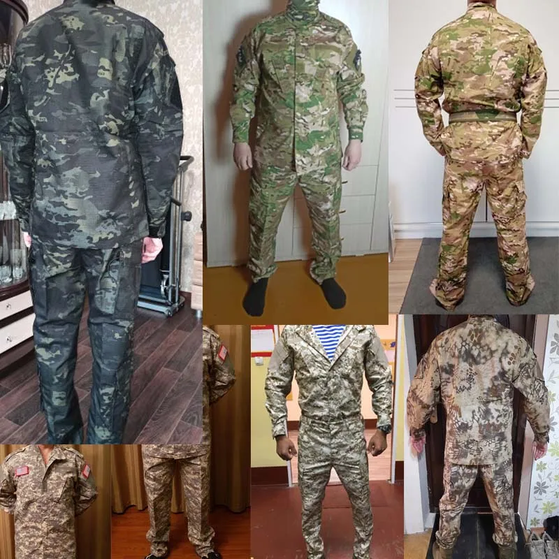 Camo Men Cothing Tactical Uniform Combat Shirts Hunting Suit Training Jackets Cargo Pants Windproof Ghillie Suits
