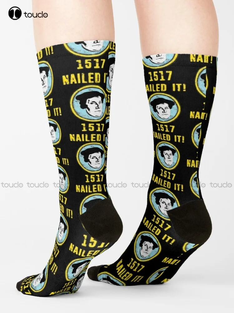 

Martin Luther Nailed It 1517 Protestant Reformation 500 Years Socks Winter Socks Cartoon Comfortable Best Girls Sports Harajuku