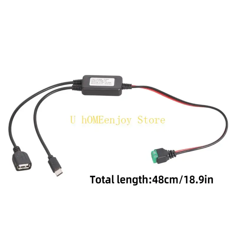 B0KF 12V/24V 5V 변환기 모듈 전원 어댑터 케이블 USB/유형 C 스텝 다운 충전 케이블에 대한 2Pin 솔더리스 터미널