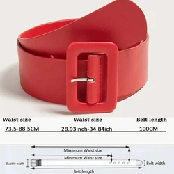 Women's Wide PU Leather Belt - Luxury Designer Fashion Accessory in Black and Pink - 100cm (Red)