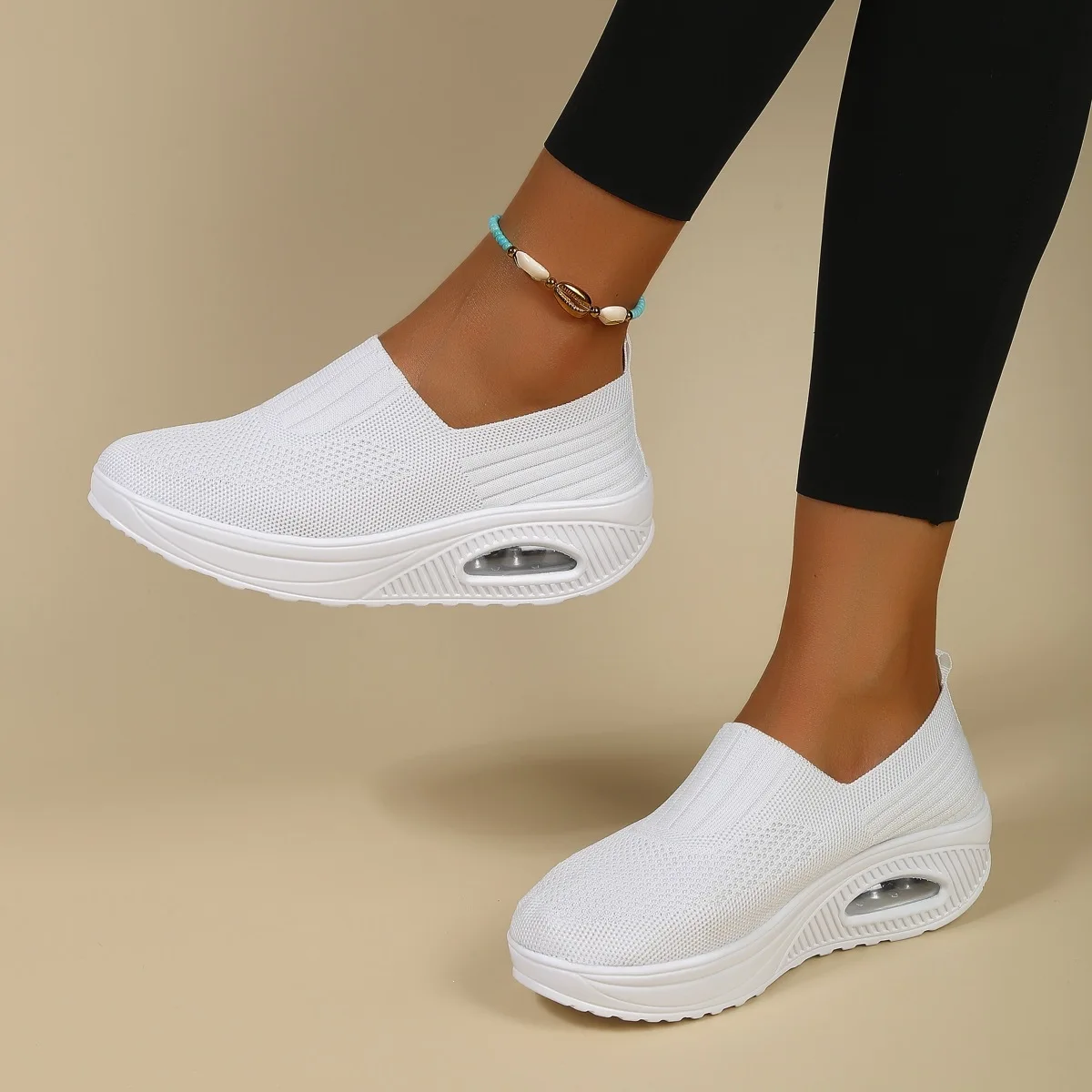 Women Fashion Vulcanized Sneakers Platform Solid Color Flat Ladies Shoes Casual Breathable Wedges Ladies Walking Sneakers - 3