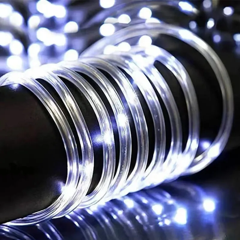 Solar-Powered Outdoor LED Rope Lights - 8 Mode Waterproof Decorative String for Garden and Celebrations
