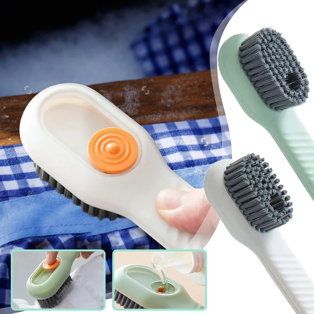 1pc Press-type Liquid Dispensing Shoe Brush, Multifunctional Soft Bristle  Cleaning Brush For Shoes And Clothes, Home Use