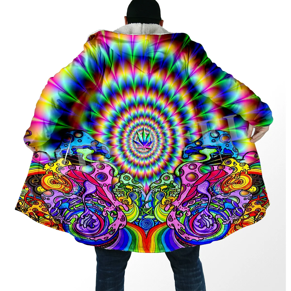 Mushroom Forest Plants Fungus Trippy Abstract Psychedelic Hippie 3DPrint Windbreaker Winter Casual Hoody Cloak Fleece Overcoat J
