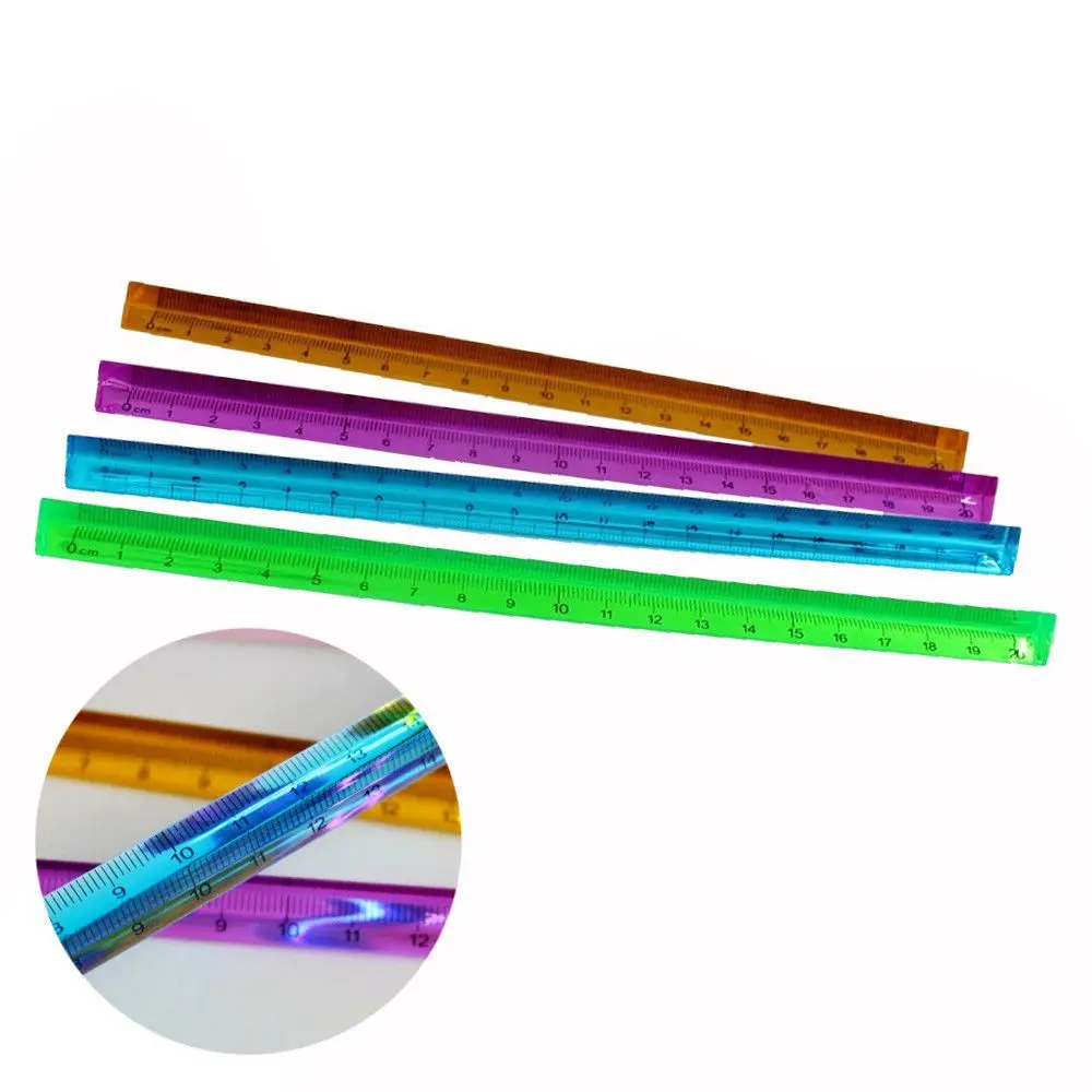 Metal Aluminum Transparent Measuring Scale Crystal 20cm Triangular Ruler Kids Gift Stationery Supplies Drafting Accessories