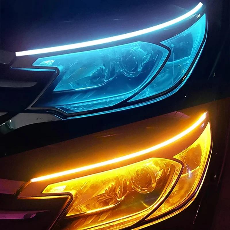 2 개 DRL 자동차 유연한 LED 주간 주행등 방향지시등 헤드라이트 방수 30cm 45cm 60cm 화이트 레드 옐로우 블루
