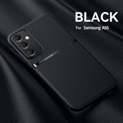 Premium Magnetic Leather Phone Case with Lens Protector - Samsung A57 5G (Black)