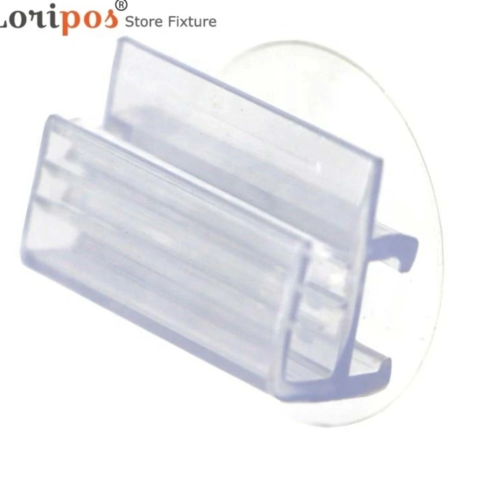 Suction Cup Flush Mount Soft Gripper Window Glass Wall Shelf Rack Price Tag Holder Show Pvc Flag Sign Hanger Toothed Clips window shelf hanger