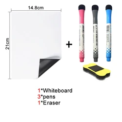 Compact Magnetic Whiteboard for Home and Office - Flexible Dry Erase Pad with Fridge Stickers (A5-1Erase3Pen)