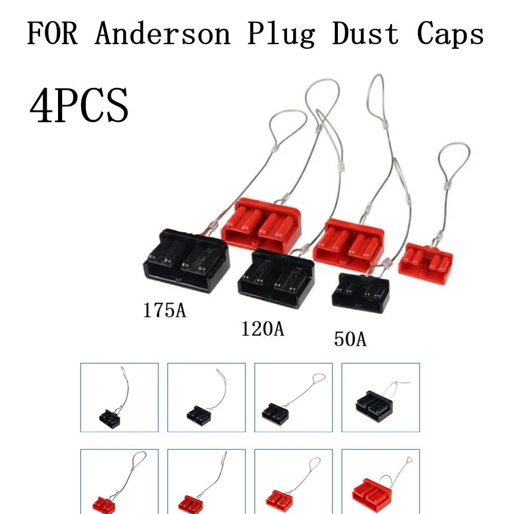 4PCS-Dust-Cap-Kit-Black-Red-FOR-Anderson-Plug-Cover-Style-Connectors ...