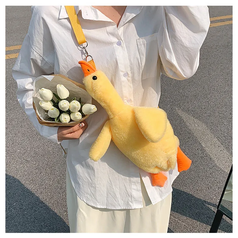 Girl cartoon plush duck doll shoulder bag 2024 new children