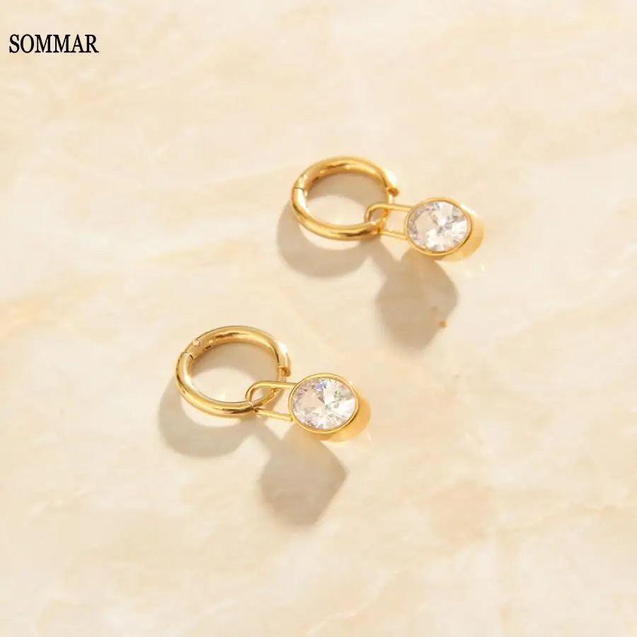 

SOMMAR Hot Selling 18KGP Gold plated statement earrings for women Hipster AAA Zircon earings for women Jewelry for women