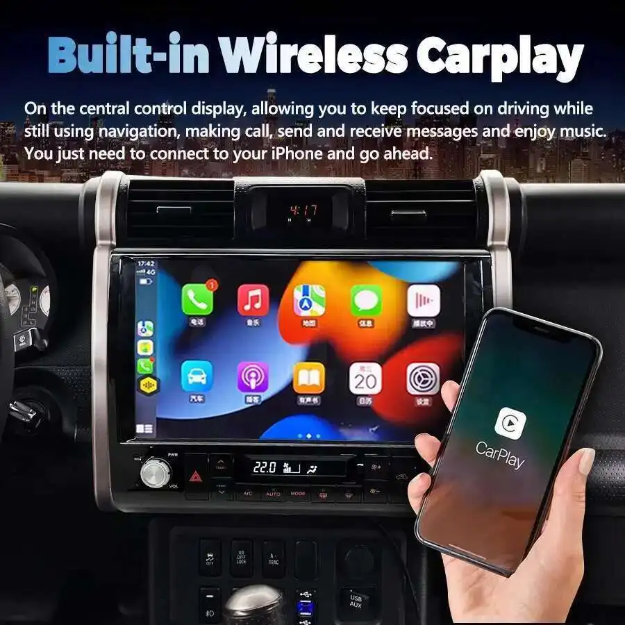 RDS BT QLED Multimídia Player For Toyota FJ Cruiser 2007-2020 Android 14 GPS Nav