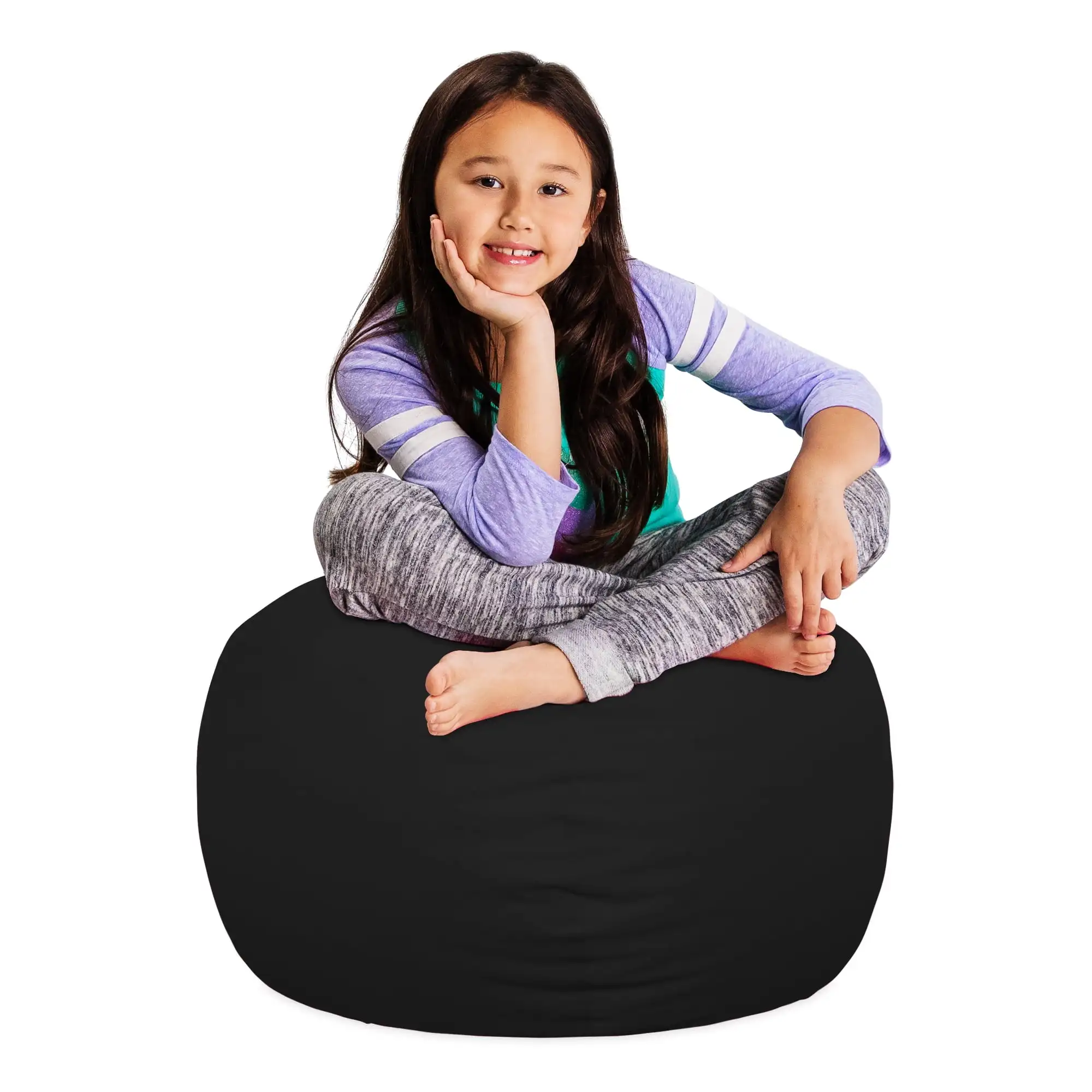 

2.25 ft Bean Bag Chair Canvas Lazy Floor Sofa Couch Tatami Sofa for Living Room Bedroom - Black