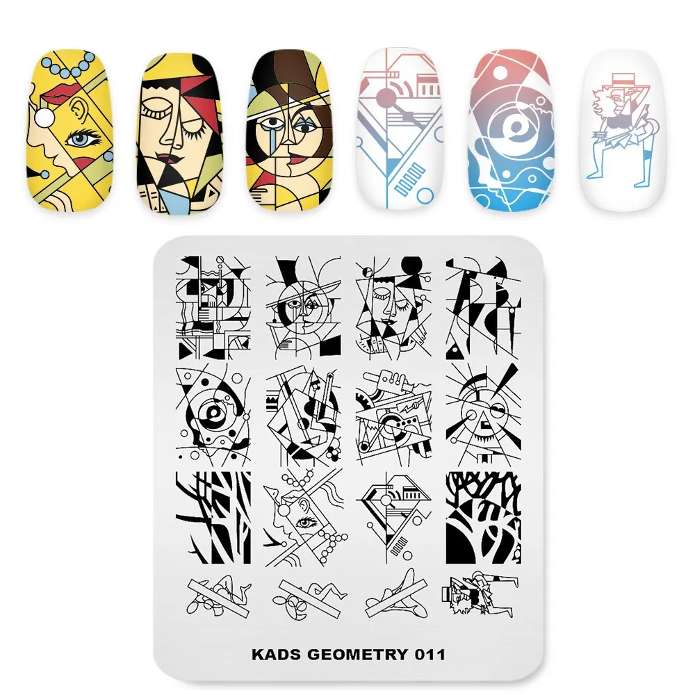 KADS Stamping Plates Geometry 011 Image Designs Nail Art Plates for Stamping Templates Nail Stamper Overprinting Stencil Plate 4