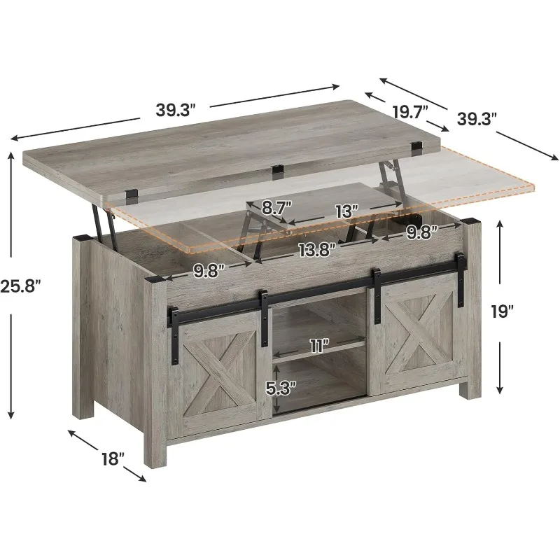SEDETA Lift Top Coffee Table, 4 in 1 Multi-Function Convertible Coffee Tables with Storage and Hidden Compartment 3