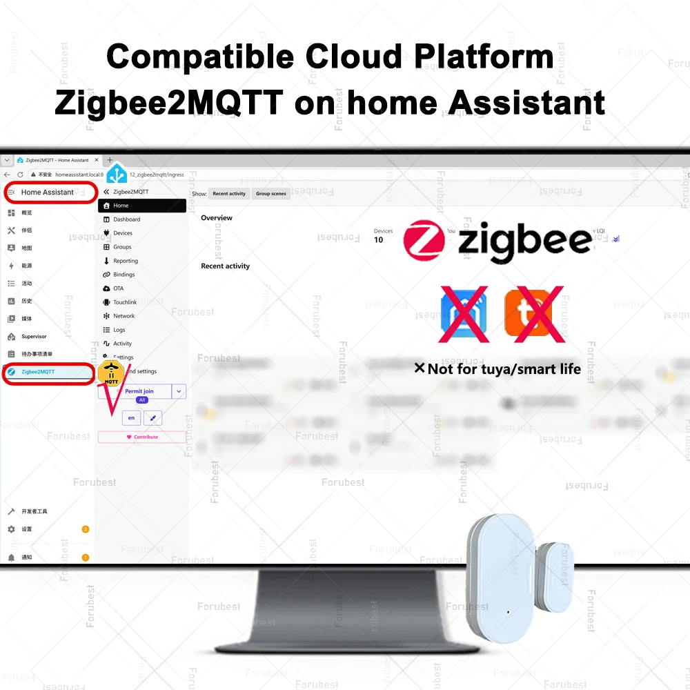 Zigbee Door Sensor Window Contact Open Close Detector Luminosity/Vibration Detection APP Control Alexa Google Home Z2M
