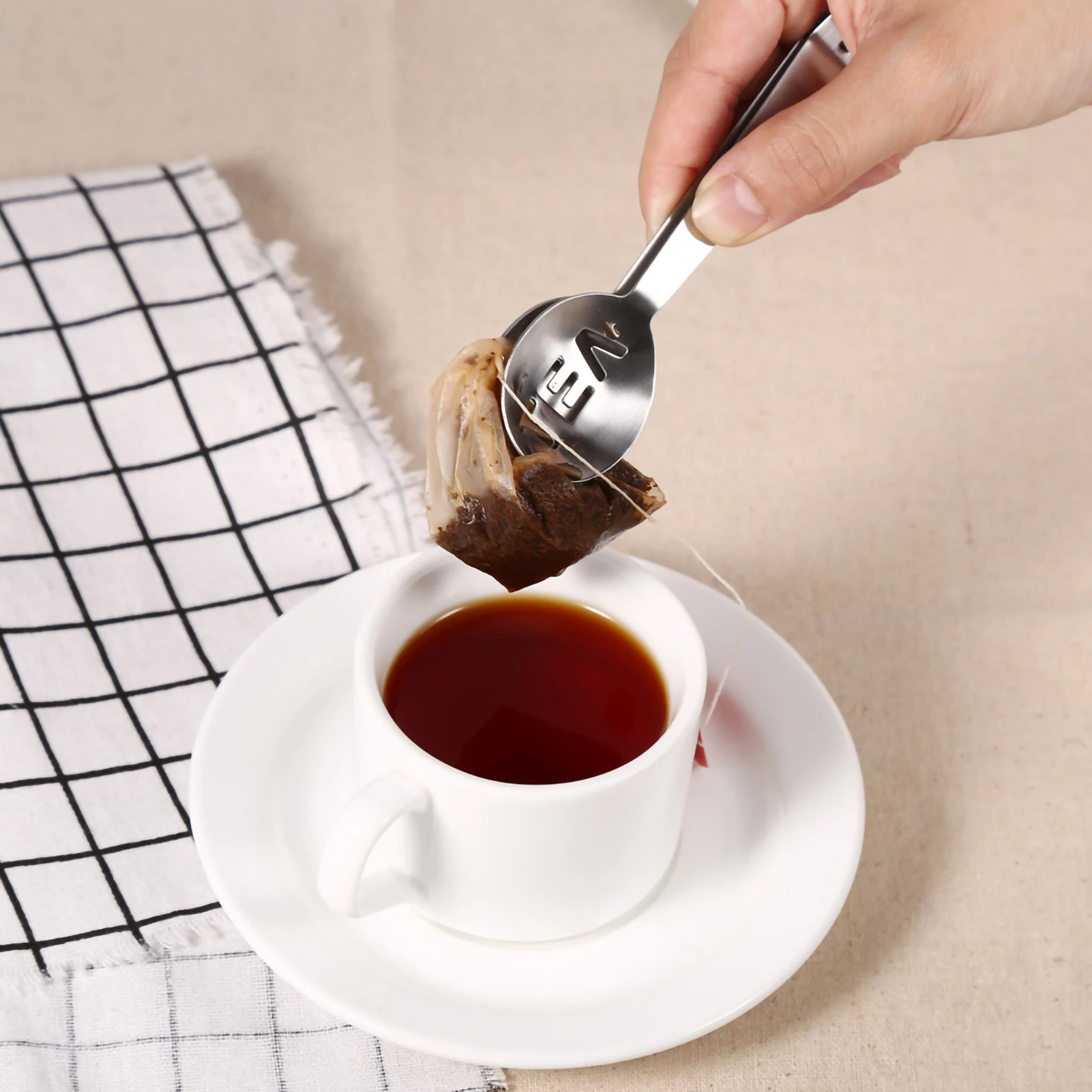 Teabag Squeezer Teabag 12CM Lightweight Stainless Steel Tongs Squeezer Strainer Grip Home Kitchen Craft Tool