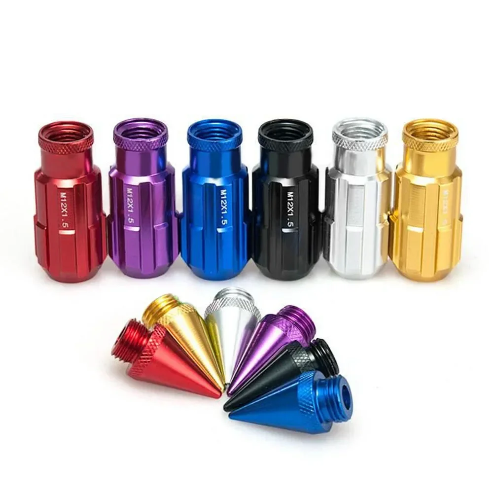 

20pcs 79mm Anti Theft Lock Wheel Lug Nuts with Spikes M12X1.25 / M12X1.5 Racing Wheel Lug Nut Bolt Aluminum Extended Tuner Nuts
