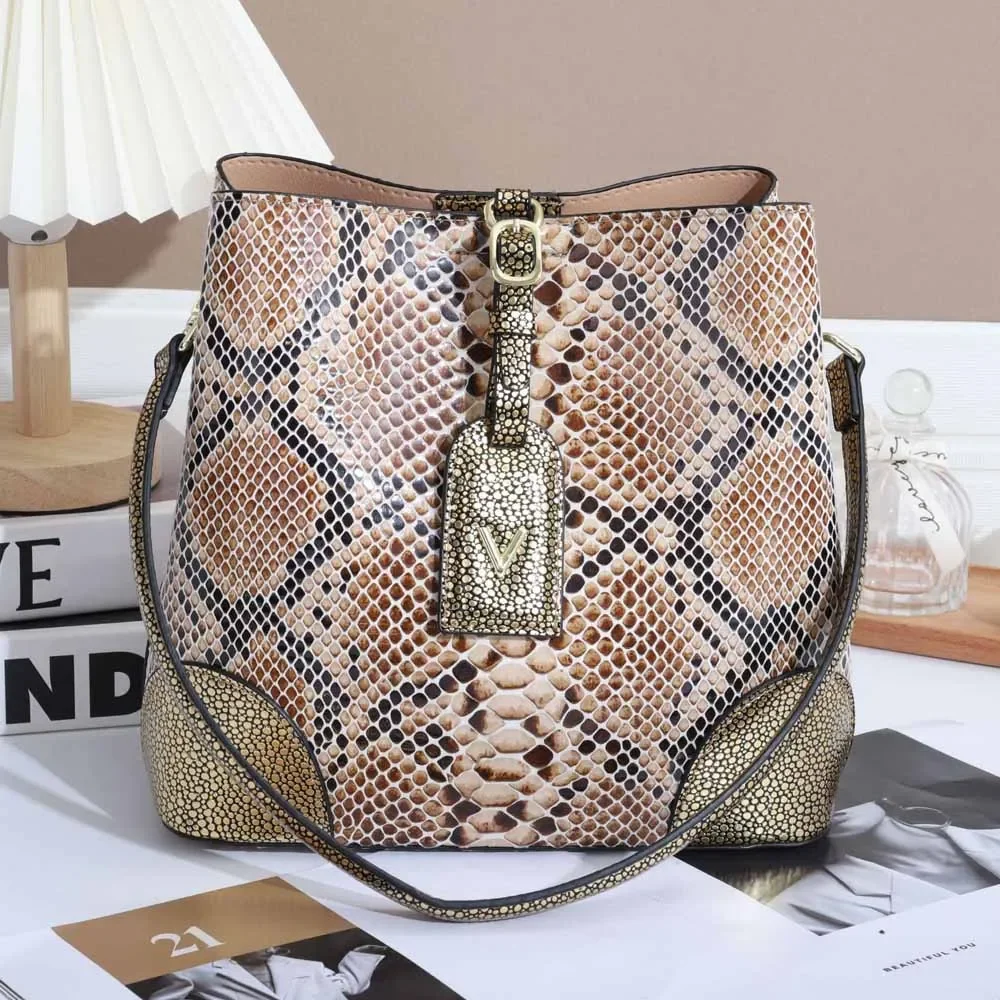 

Luxury Snake Pattern Bucket Bag New Fashion Vintage Underarm Bags Designer Single Shoulder Crossbody Bag Purses and Handbags