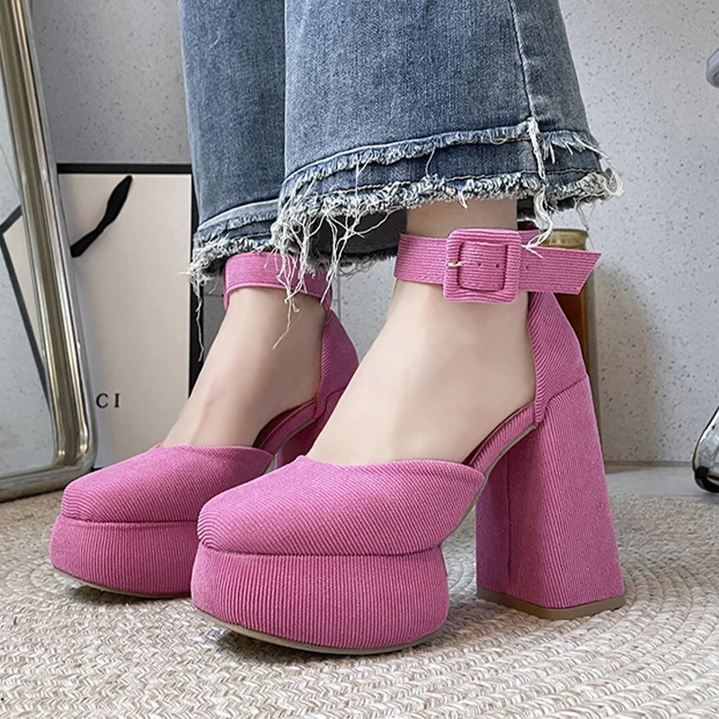 

Women High Heels Mary Janes Shoes Thick Heel Shoes New Designer Square Toe Platform Lolita Shoes Sexy Chunky Pumps Zapatos