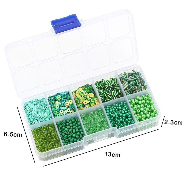 Transform your accessories with this versatile 10 grid set box of rice beads, sequins, and imitation pearls.