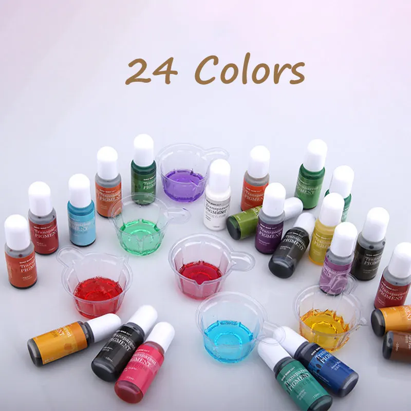 JCD 24Color 10ml Transparent Gem Epoxy Resin Pigment Crystal UV Epoxy Resin Molds Pigment DIY Jewelry Making Crafts Colorant Dye