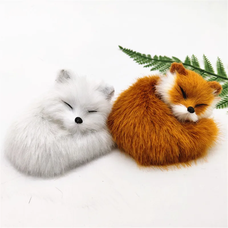 

Cute Mini animals hard model real furs simulation fox rabbit popularity prop handicraft home desktop decoration toy gift