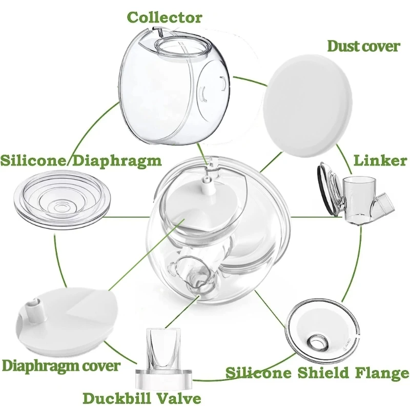 7Pcs /set for S12 Electric Breast Pump Replacement Accessory Silicone Horn Diaphragm Milk Collector Nursing Cup Duckbill Valves 4