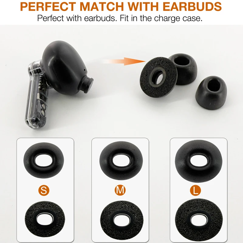 TENNMAK12X Memory Foam Ear Tips forNothing Ear/Nothing Ear (a) /Nothing Ear (3) /CMF Buds 2 & 2a / 2 Plus/CMF Buds Pro & Pro 2