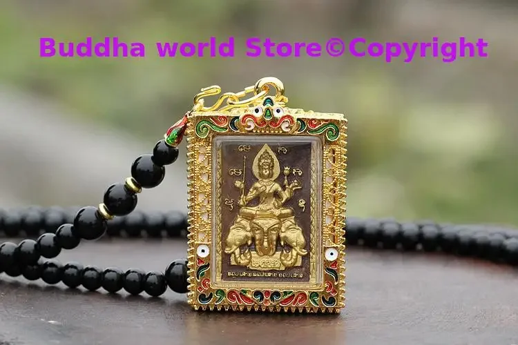 Southeast Asia Thailand Temple Efficacious talisman safe GOOD LUCK four-faced Buddha Ganesh God Buddha card Pendant Amulet 3