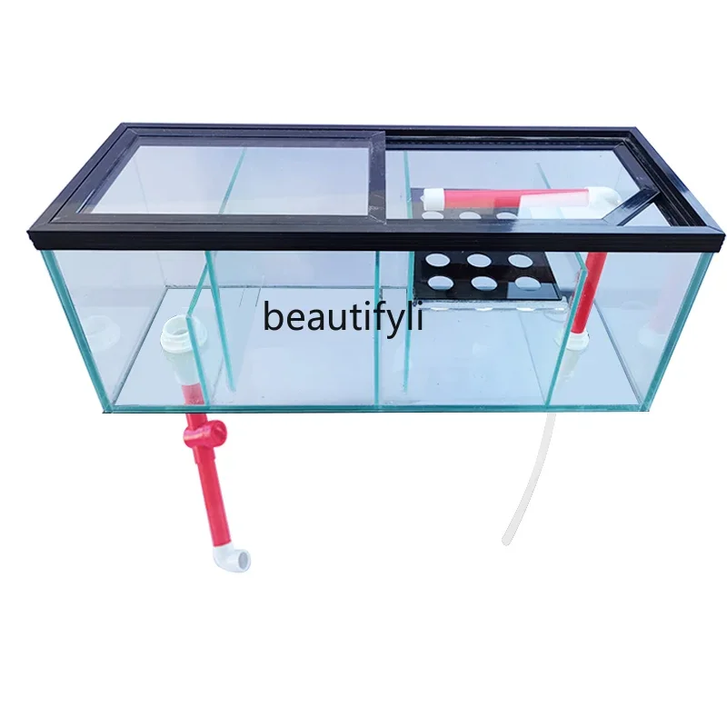 

Fish Tank Upper Filter Tank Box Glass Cylinder Aquarium Top Mounted Upper System Filter Tank
