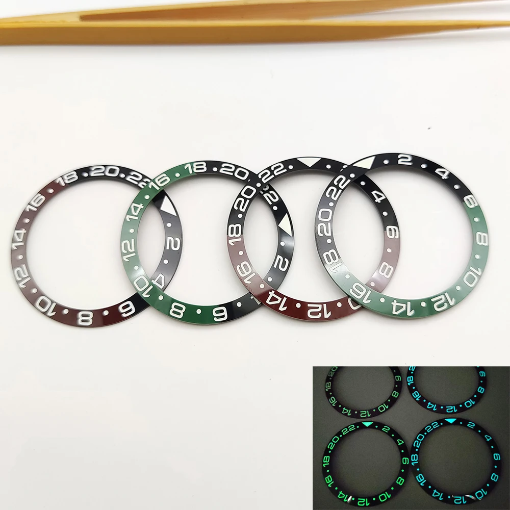 

38mm Green/Blue Luminous Ceramic Bezel Insert Ring Fits Seiko SKX007 SKX009 Case NH35 NH36 Movement Watch Cases Refit Parts