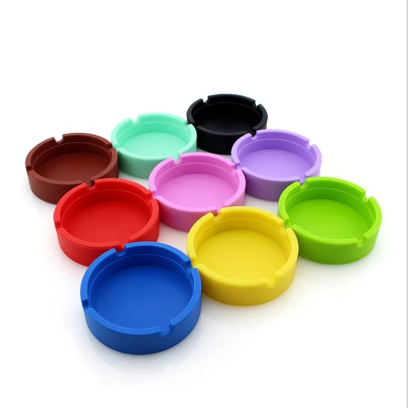 Creative Portable Rubber Silicone Round Ashtray Durable Soft Eco-Friendly Ashtray Ash Tray Holder 4 Colors Home Supplies