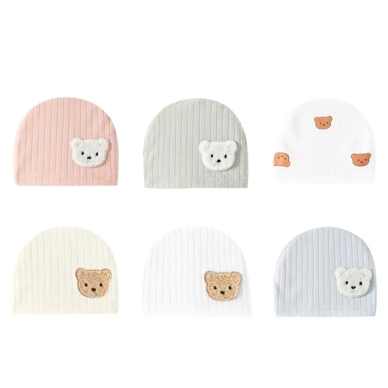 

Baby Hat Newborn Caps with Cartoon Bear Pattern Boys Girls 0-3M Infant Cotton Skull Hat Newborns Shower Gift