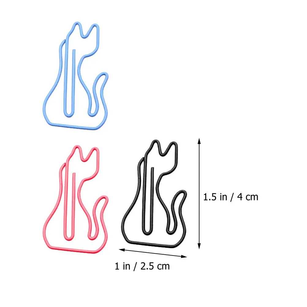 24Pcs 재미있는 고양이 종이 클립 교실 책상 연구 노트를위한 우아한 컬러 금속 종이 클립 메모 알림 북마크 클립 선물 아이디어