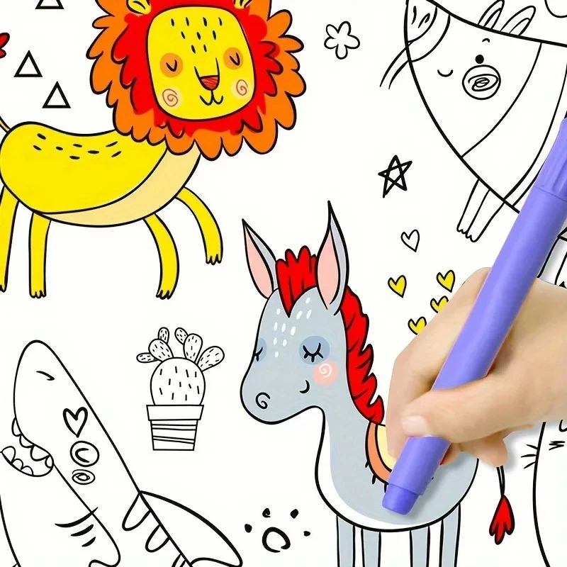 어린이 드로잉 롤 스티커 색상 작성 종이 낙서 스크롤 어린이를위한 색칠 종이 롤 DIY 그림 교육 완구