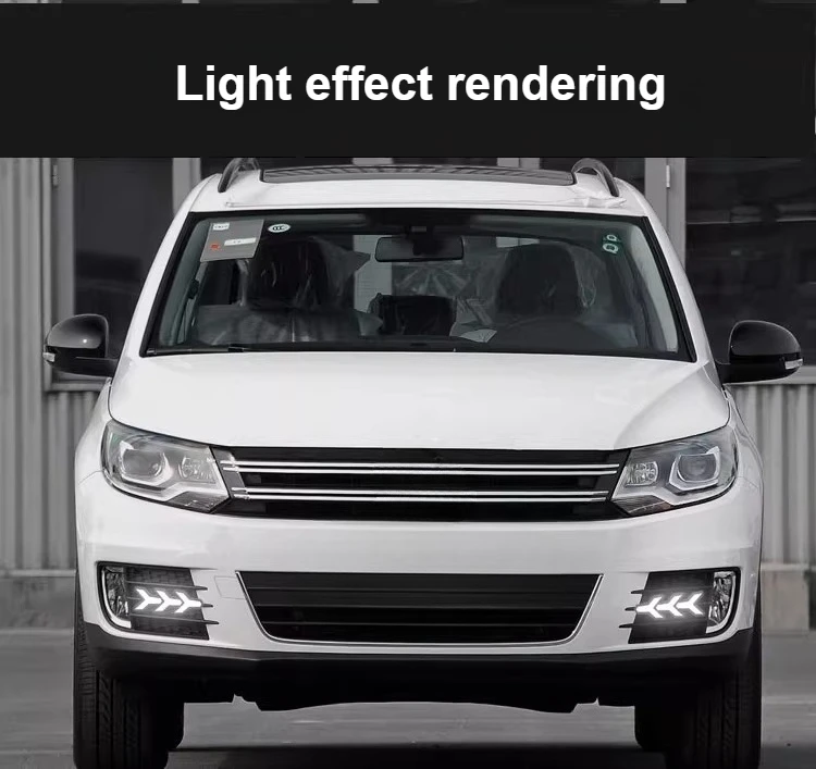 For Volkswagen Tiguan 2013 2014 2015 2016 2017 Car Led Daytime Running Light Front Fog Lamp DRL Yellow Dynamic Turn Signal detail image 13