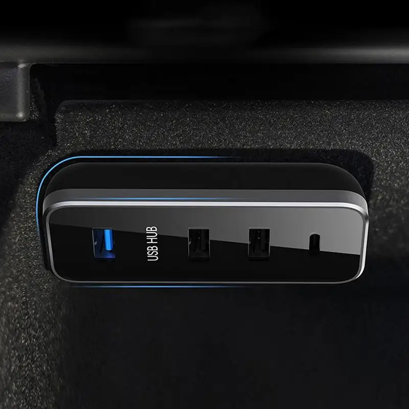 USB 허브 포트 도킹 스테이션, USB 허브 고속 충전기, USB 스플리터 확장 어댑터, 테슬라 모델 Y 글러브 박스용, 4 in 1