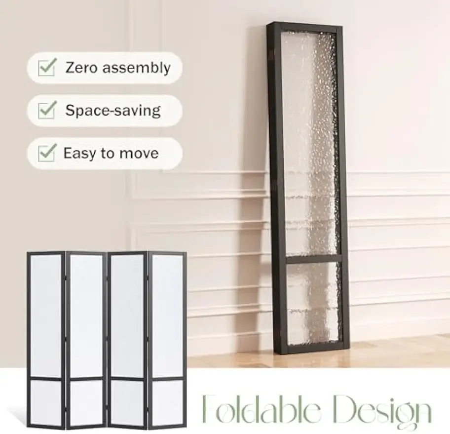 Acrylic Room Divider,4-Panel Freestanding Partition Screen, Frosted Translucent Privacy Panel - Lightweight Modern Divider