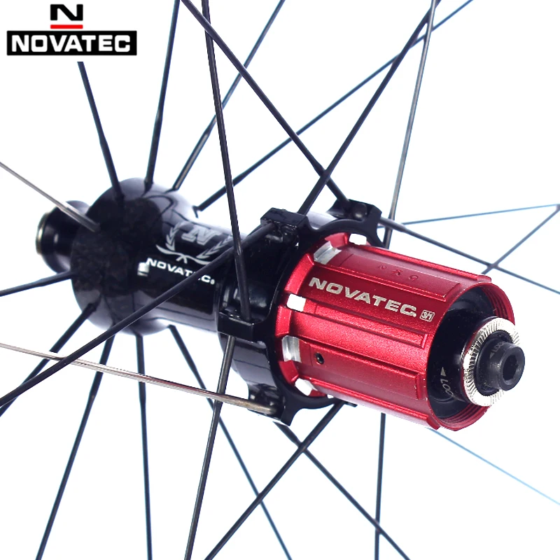 Novatec Road bike Wheelset 700C Bicycle parts Carbon fiber tubular tyres 4 Bearings 7-11speed V brake QR Bicycle carbon Wheels