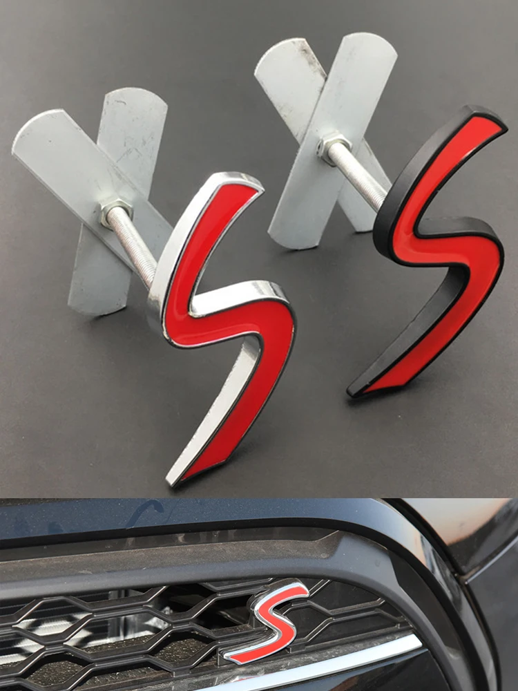 Close up of Metal S Emblem Badge