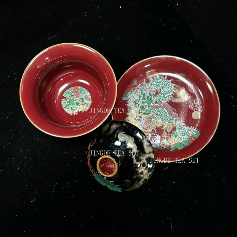 Enamel Color Three CAI Gaiwan Exquisite Ceramic Tea Bowl with Lid Cup Chinese Tea Set Gifts High Quality Tea Infuser