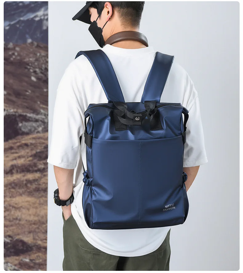 ผู้ชาย PU ฟิล์มกระเป๋าเป้สะพายหลังธุรกิจท่องเที่ยวแบบพกพาเดินทางไปทํางานกระเป๋าเป้สะพายหลัง High-end กันน้ําคอมพิวเตอร์กระเป๋านักเรียน