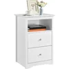 Nightstand with 2 Drawer and 1 Open Shelf, Tall Bedside Table Wooden Flie Cabinet Telephone Table Bed Side Table with Storage 1