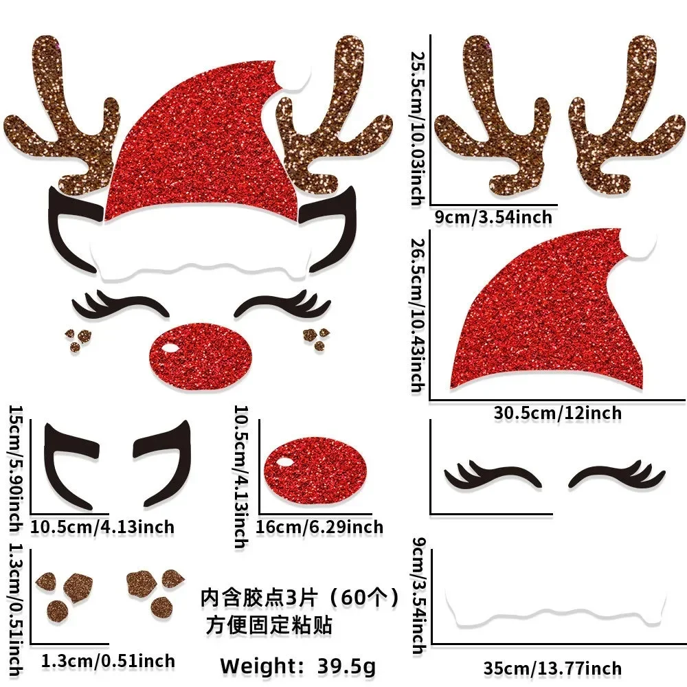 Christmas Stickers Door Wallpaper Stickers Cartoon Christmas Door Stickers Santa Claus Xmas Hat Elk Stickers Hello Merry Christmas Decor Happy New Year