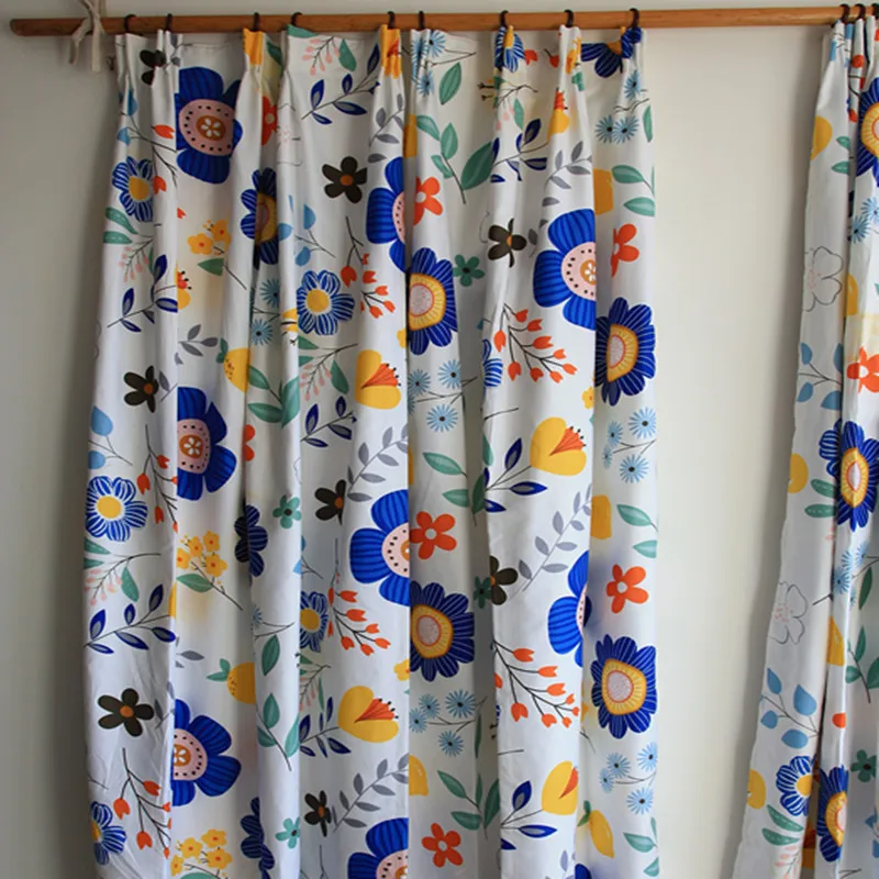 

Curtains finished curtains pastoral style thickened short curtains small fresh floral living room bedroom blackout