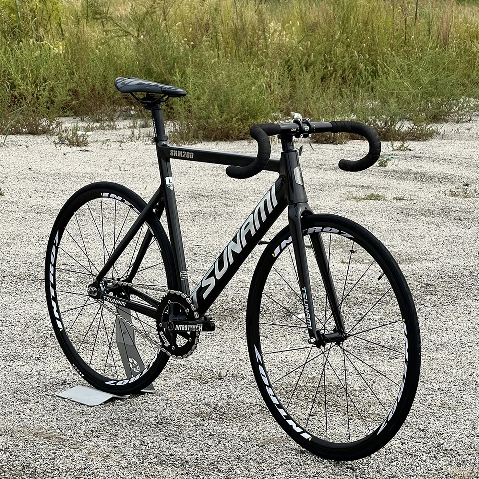 TSUNAMI SNM200 完成車 引取り限定 シングルスピード固定ギアフレームとフォーク,黒色,バイク全体